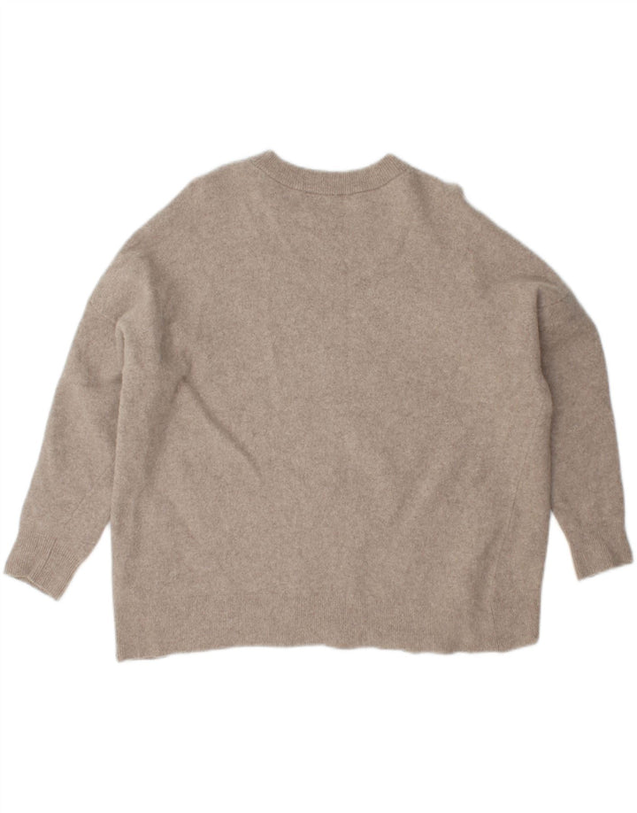 Zara Damen-Pullover, übergroß, Rundhalsausschnitt, Gr. 12, mittelbeige Wolle