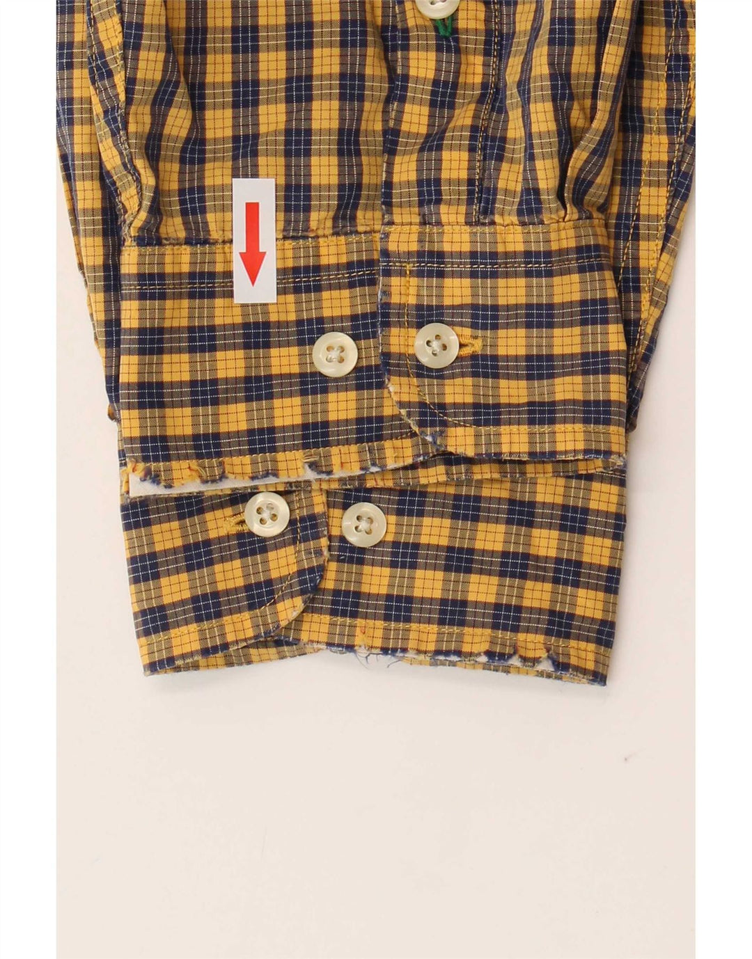 Tommy Hilfiger Herrenhemd XL, gelbe Gingham-Baumwolle