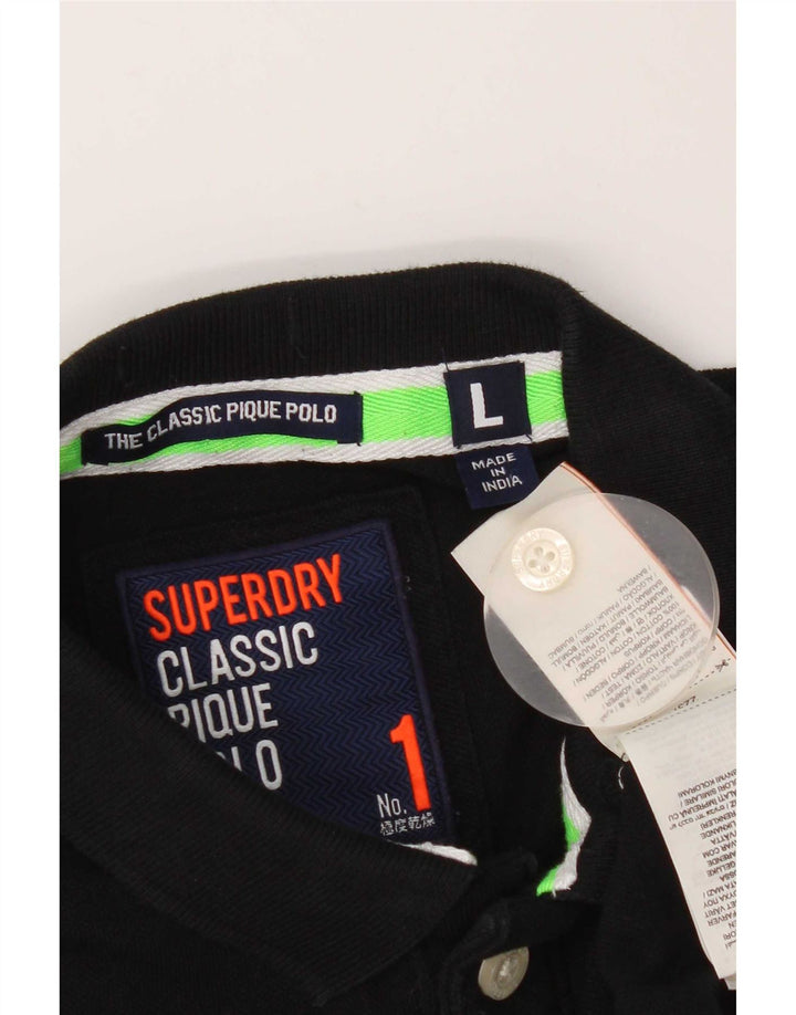 Superdry Herren-Poloshirt, große schwarze Baumwolle