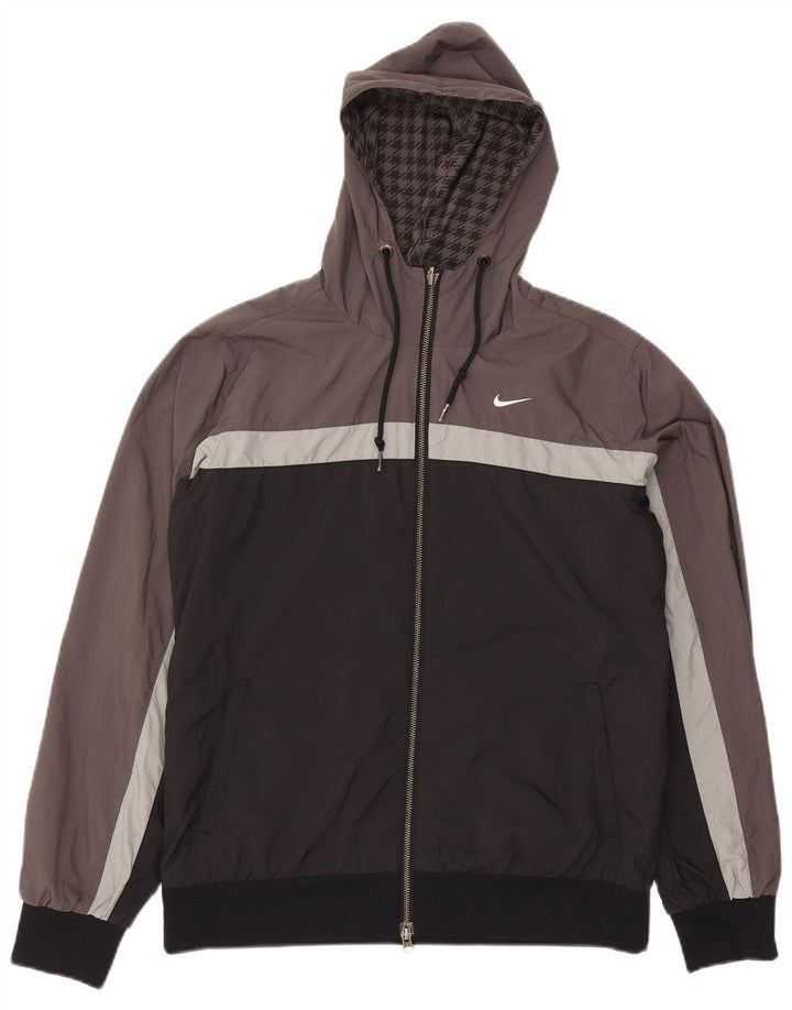 Nike Herren Kapuzen-Wendejacke UK 38/40 Mittelgrauer Hahnentritt