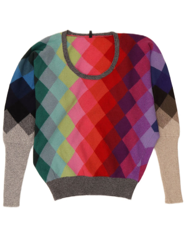 Benetton Damen-Pullover mit U-Boot-Ausschnitt, Gr. 10, Größe S, mehrfarbig