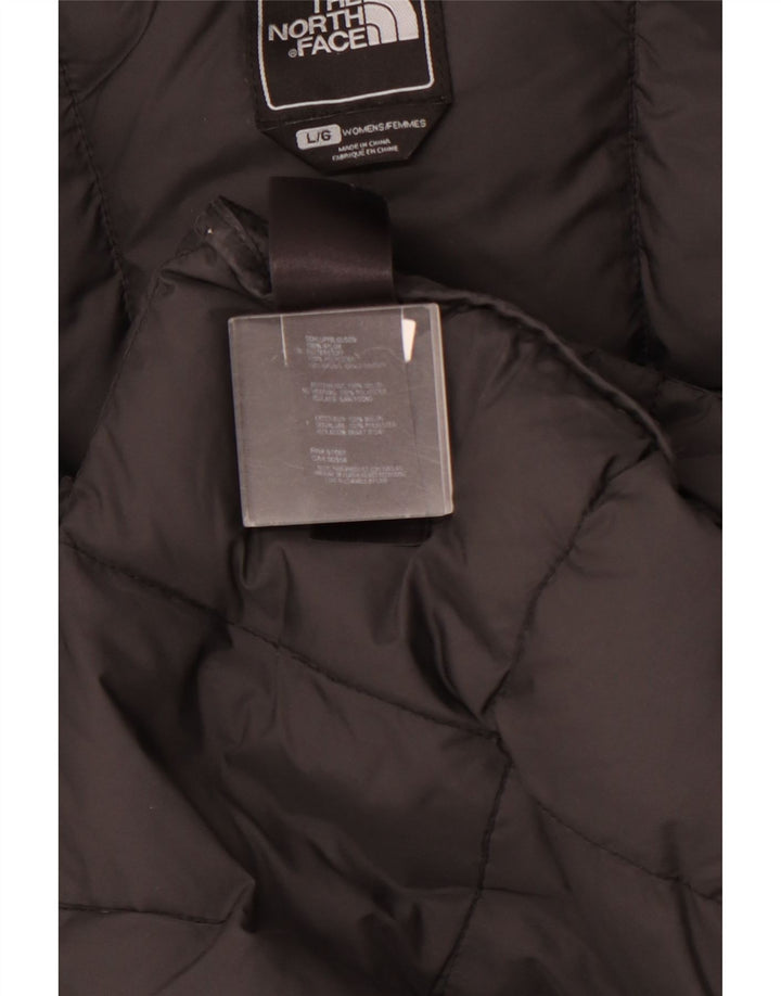 THE NORTH FACE Wattierter Damenmantel mit Kapuze, UK 40, großes schwarzes Nylon