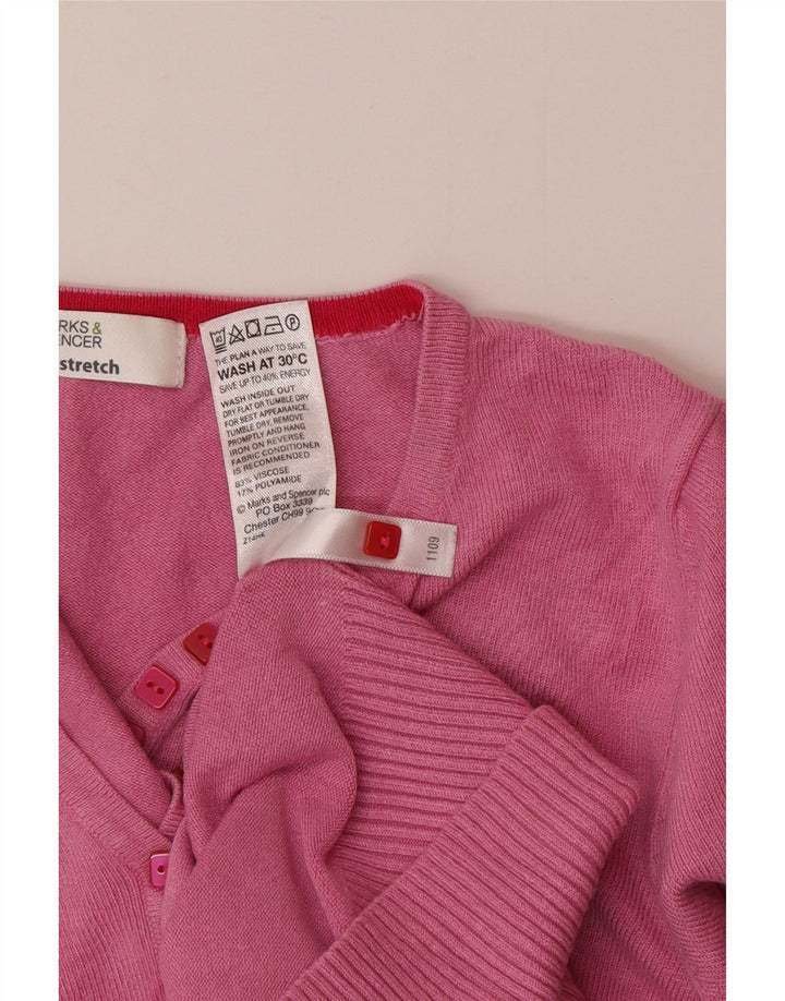 Marks & Spencer Damen-Pullover mit Knopfkragen, Gr. 8, klein, rosa Viskose