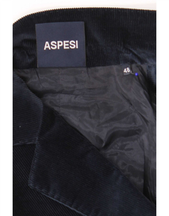 Aspesi Damen-Blazerjacke aus Cord mit 2 Knöpfen, IT 48, XL, Marineblau, Baumwolle