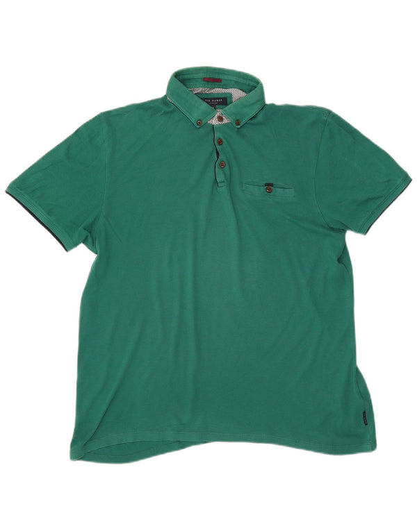 Ted Baker Herren-Poloshirt, Größe 5 XL, grüne Baumwolle