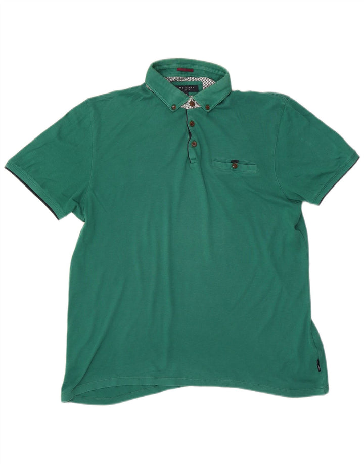 Ted Baker Herren-Poloshirt, Größe 5 XL, grüne Baumwolle
