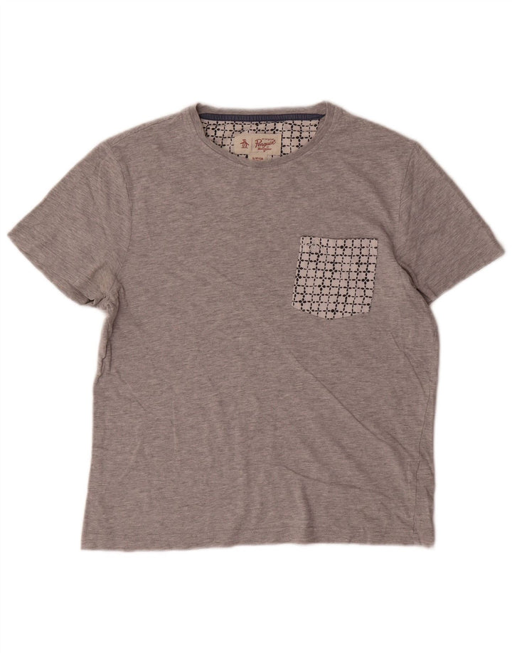 Penguin Herren T-Shirt Top Small Grau Baumwolle