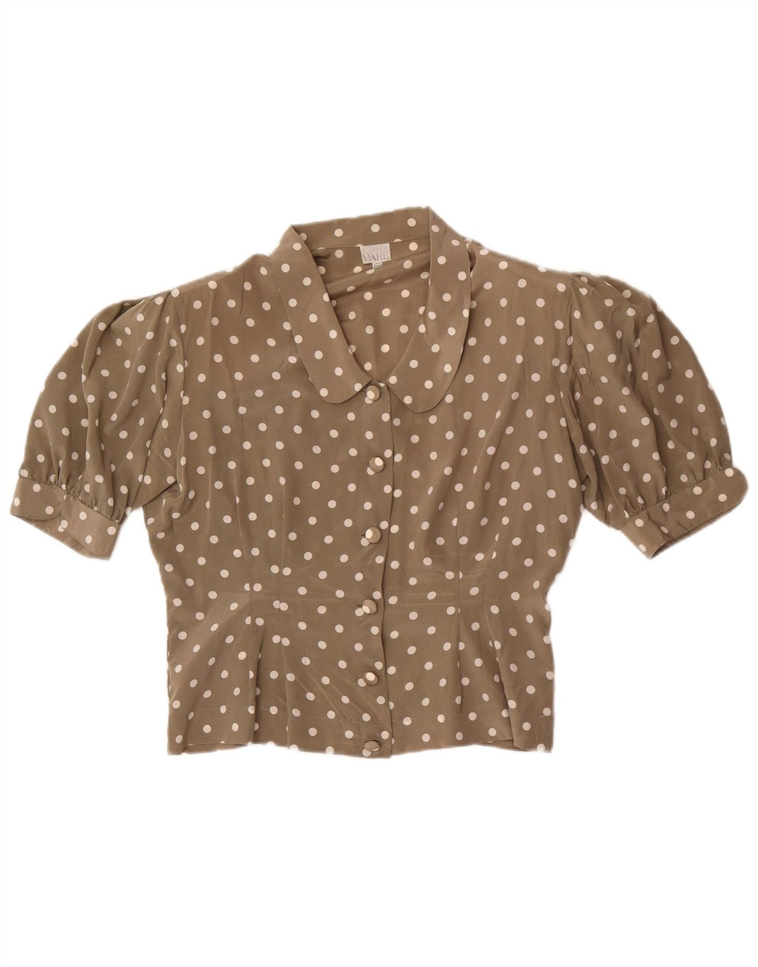 Andrea Mare Damen Kurzarm-Hemdbluse IT 46 Large Grey Polka Dot