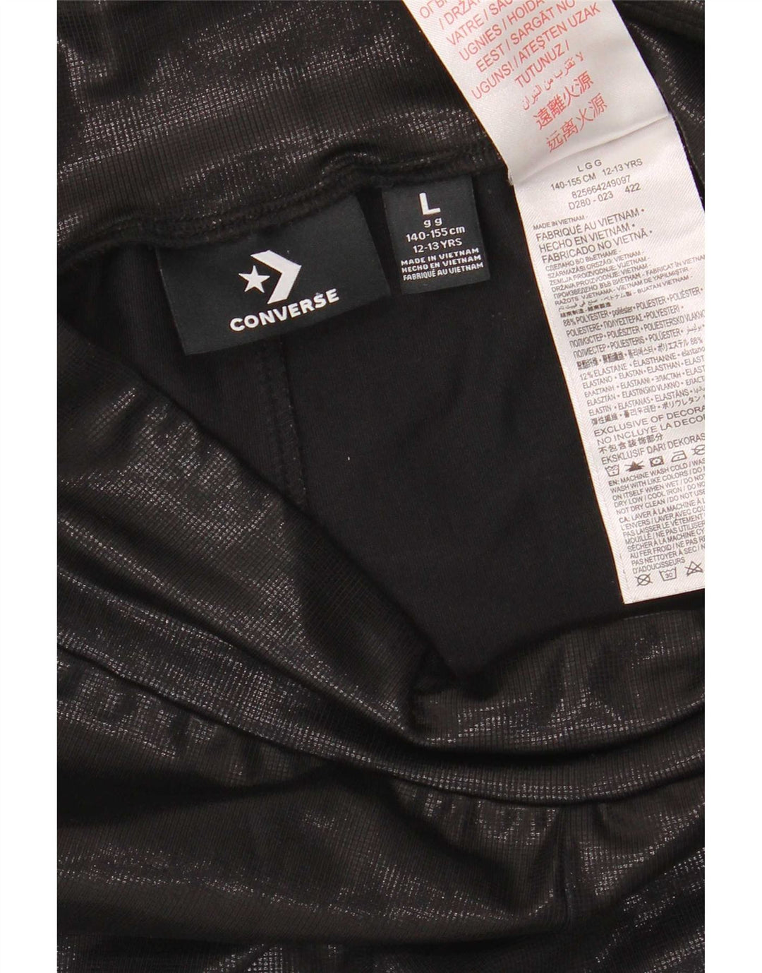 Converse Mädchen-Leggings, 12–13 Jahre, groß, schwarzes Polyester