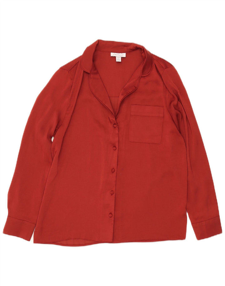 Topshop Damen-Hemdbluse, UK 10, Größe S, Rot, Polyester
