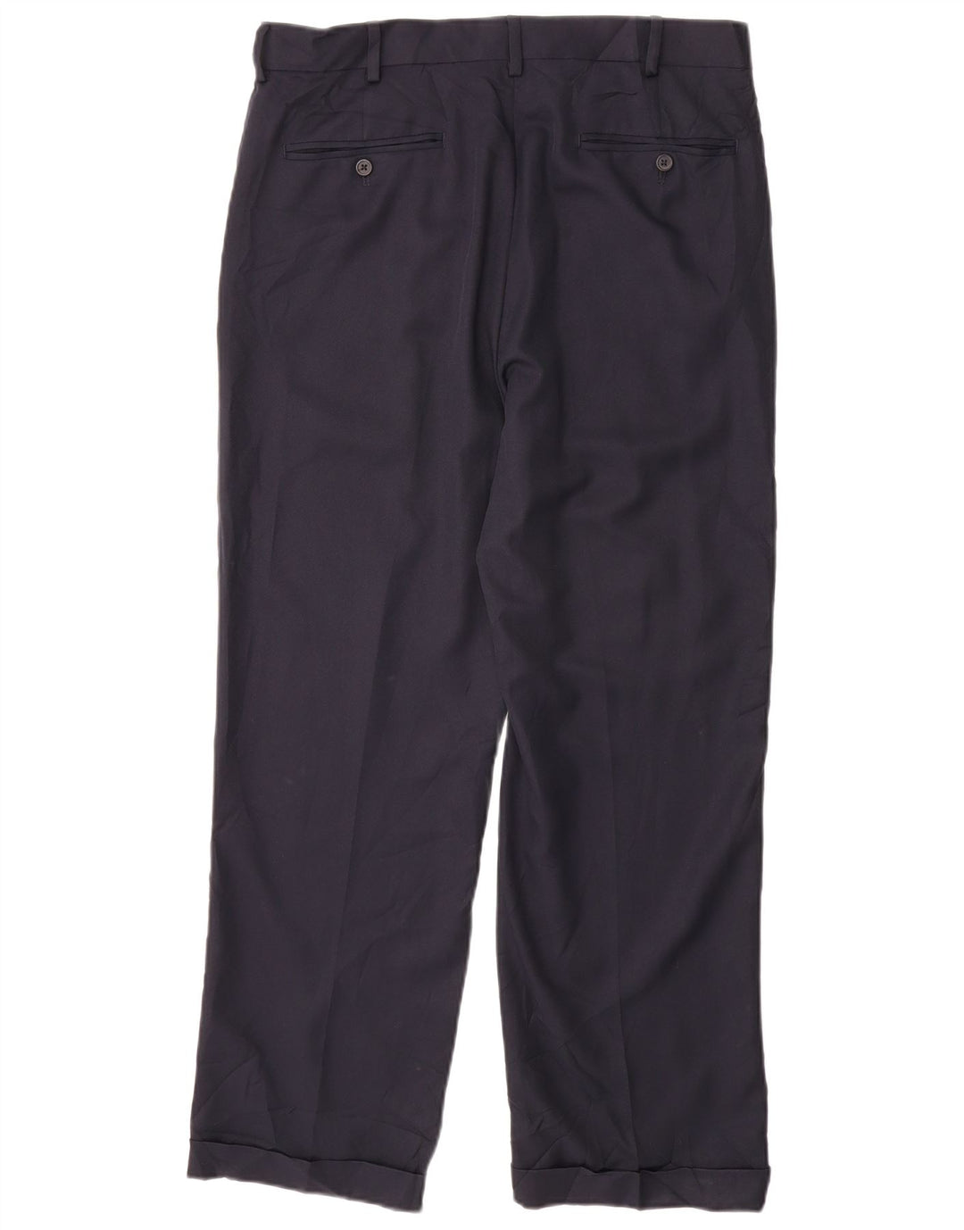 IZOD Mens Straight Suit Trousers W34 L32 Navy Blue Polyester