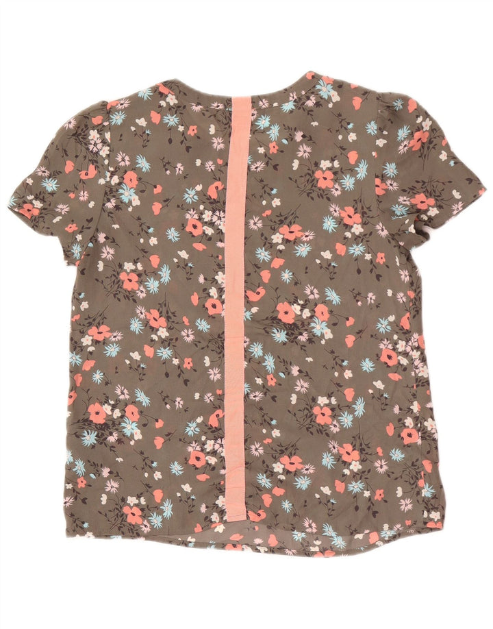 Oasis Damen-Blusenoberteil in Übergröße, UK 10, Größe S, Khaki, Blumenmuster, Polyester