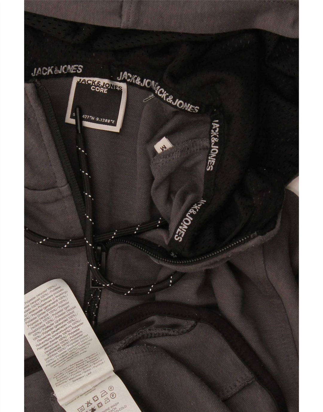 Jack & Jones Herren-Kapuzenpullover mit Reißverschluss, mittelgraues Polyester