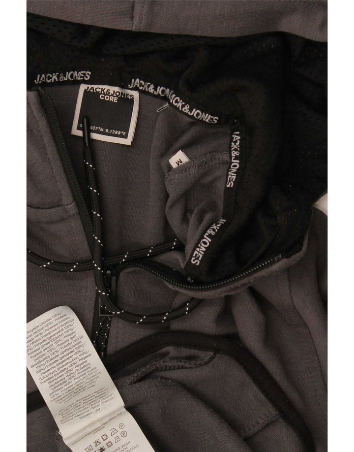 Jack & Jones Herren-Kapuzenpullover mit Reißverschluss, mittelgraues Polyester