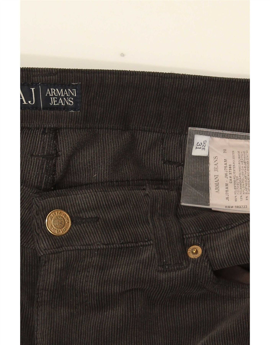 Armani Damen Gerade Cordhose W31 L34 Graues Polyester
