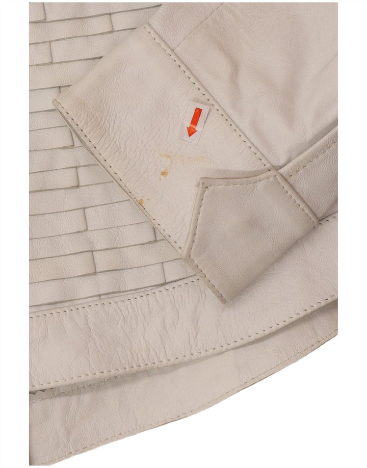 Vintage Damen Bomber Lederjacke UK 16 Großes graues Leder