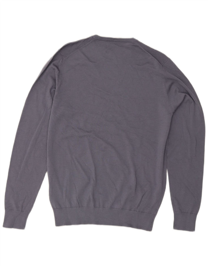 Marks & Spencer Herren-Pullover mit Rundhalsausschnitt, mittelblaue Wolle