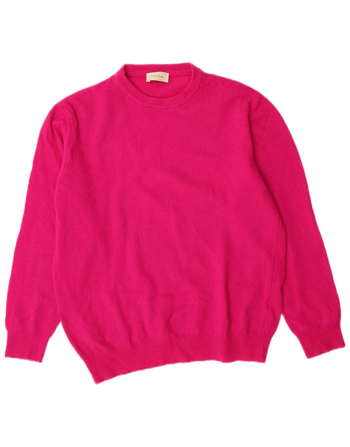 SASHA Damen-Pullover mit Rundhalsausschnitt, UK 14, große rosa Wolle