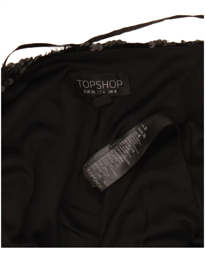 TOPSHOP Damen Crop Open Blazer Jacke UK 8 Small Schwarz Polyester