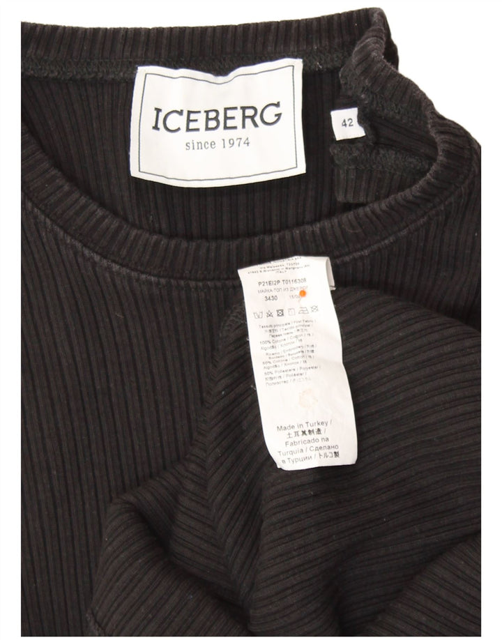 ICEBERG Damen Weste Top IT 42 Mittelschwarze Baumwolle