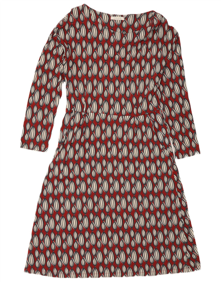 White Stuff Langärmliges A-Linien-Kleid für Damen, UK 12, mittelrot, geometrisch