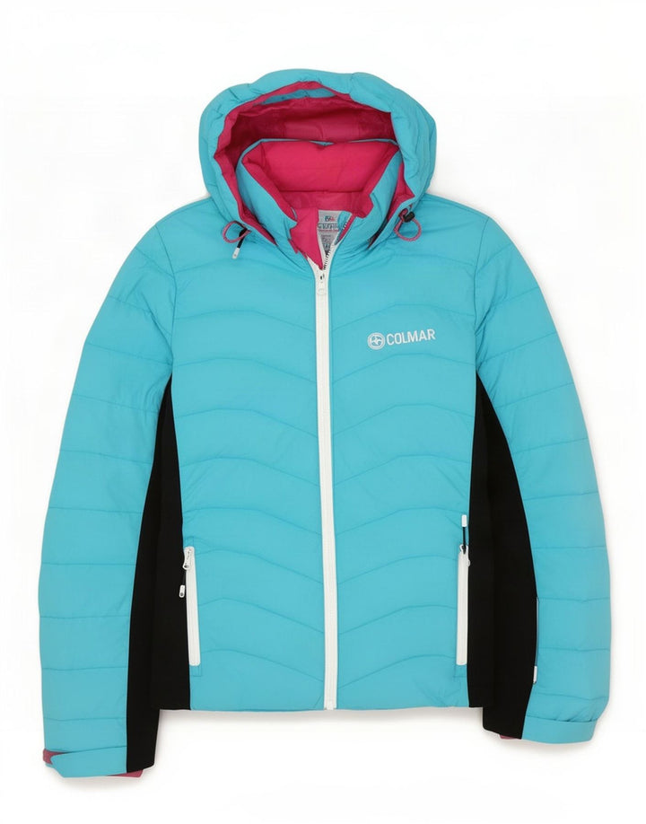 Colmar Damen-Skijacke mit Kapuze IT 44 Mittelblauer Farbblock