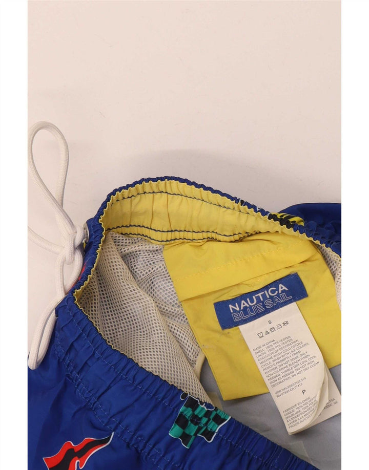 Nautica Herren Badeshorts mit Grafik, Größe S, Blau, Polyester