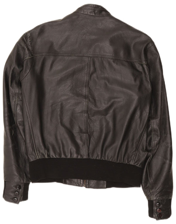 Kikc Herren Lederjacke UK 38 Medium Schwarz