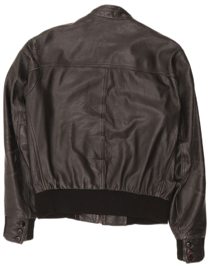Kikc Herren Lederjacke UK 38 Medium Schwarz