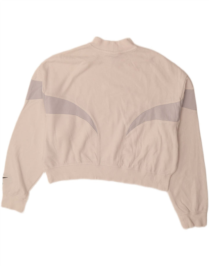 Nike Womens Crop Oversized Sweatshirt Pullover UK 14 Mittelweiß Farbblock