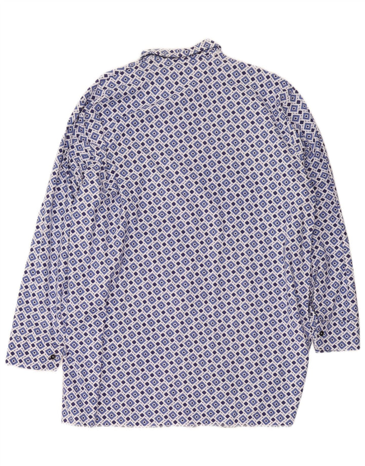 Vintage Herrenhemd Größe 42 Groß Blau Geometrisch
