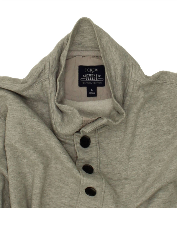 J. CREW Mens New York Button Neck Sweatshirt Jumper Large Grey Cotton Vintage J. Crew and Second-Hand J. Crew from Messina Hembry 