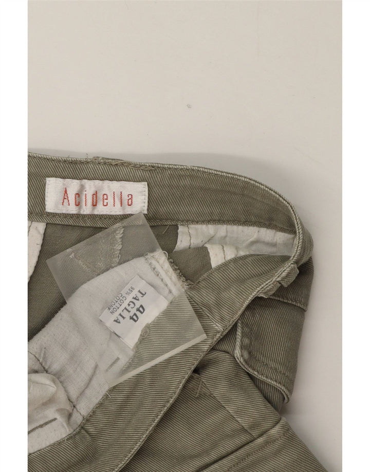 Vintage Damen Mini Cargo Rock IT 44 Medium W30 Khaki Gestreifte Baumwolle