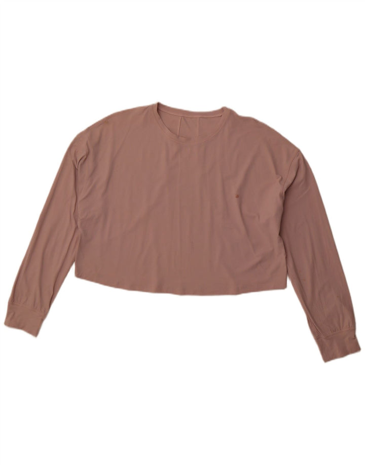 LULULEMON Langärmliges Damen-Crop-Top mit lockerer Passform, UK-Größe 14, Mittelrosa