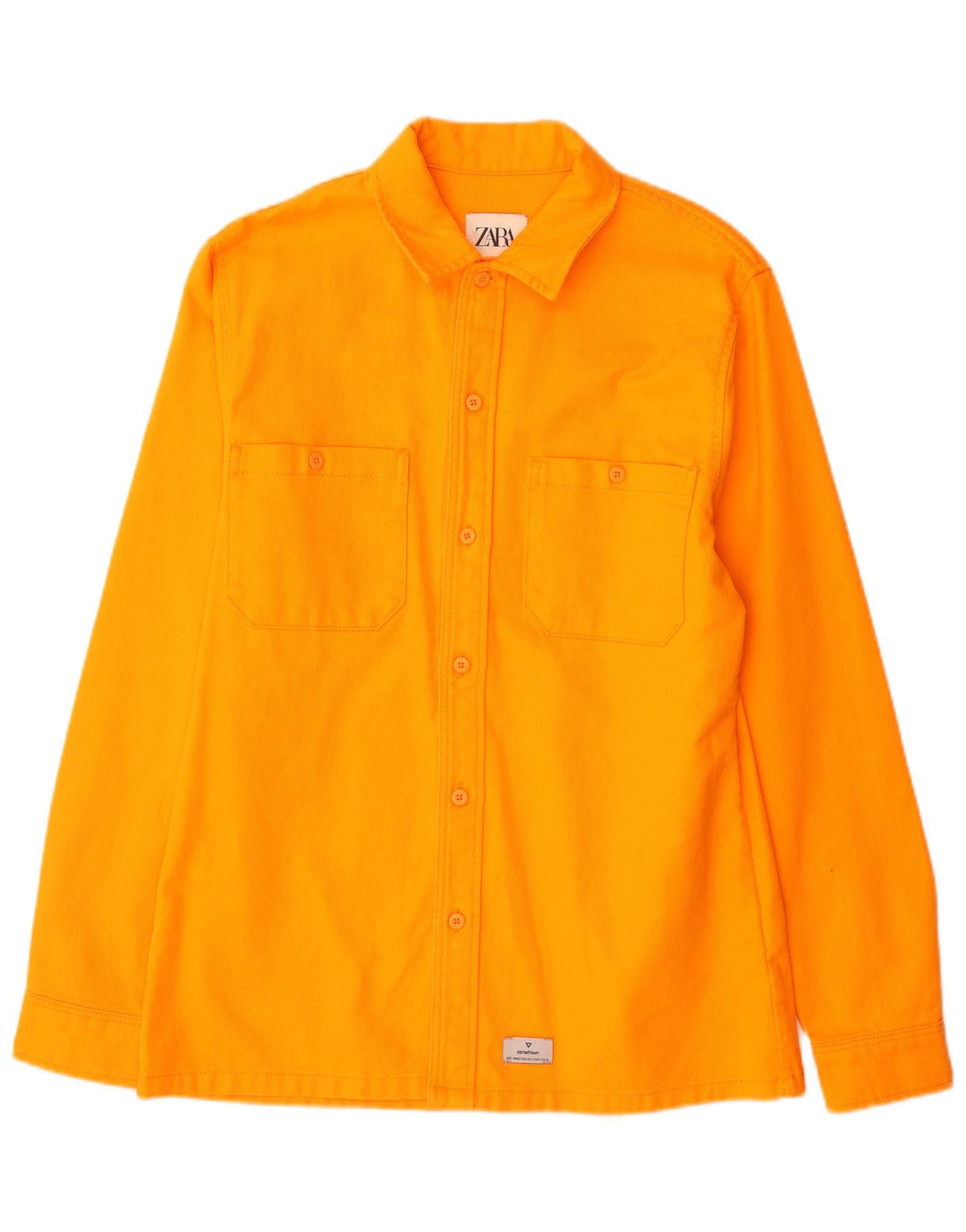 Zara Herren Flanellhemd Mittelorange Baumwolle