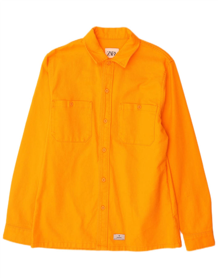 Zara Herren Flanellhemd Mittelorange Baumwolle