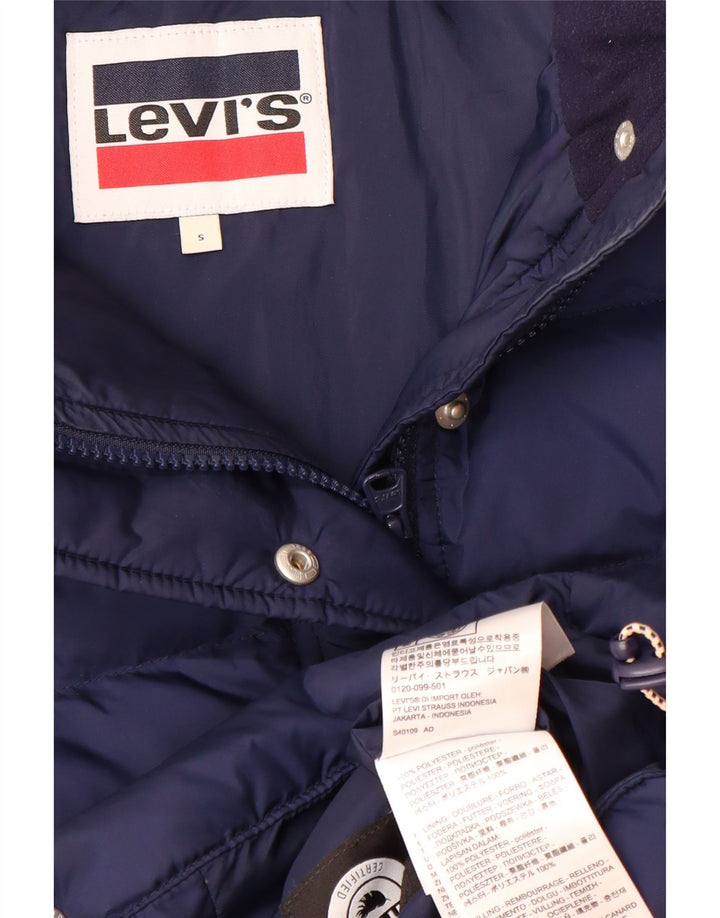 LEVI'S Damen-Übergröße mit Kapuze, gepolsterte Jacke, Größe S, Marineblau