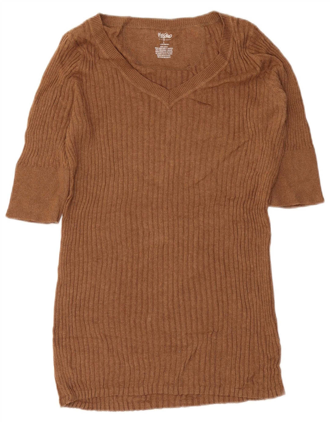 MOSSIMO Damen-Pullover, kurzärmelig, V-Ausschnitt, Gr. 14, Größe L, Braun, Baumwolle