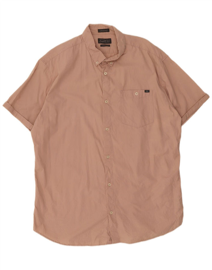 Jack & Jones Herren Kurzarmhemd 2XL Rosa Baumwolle