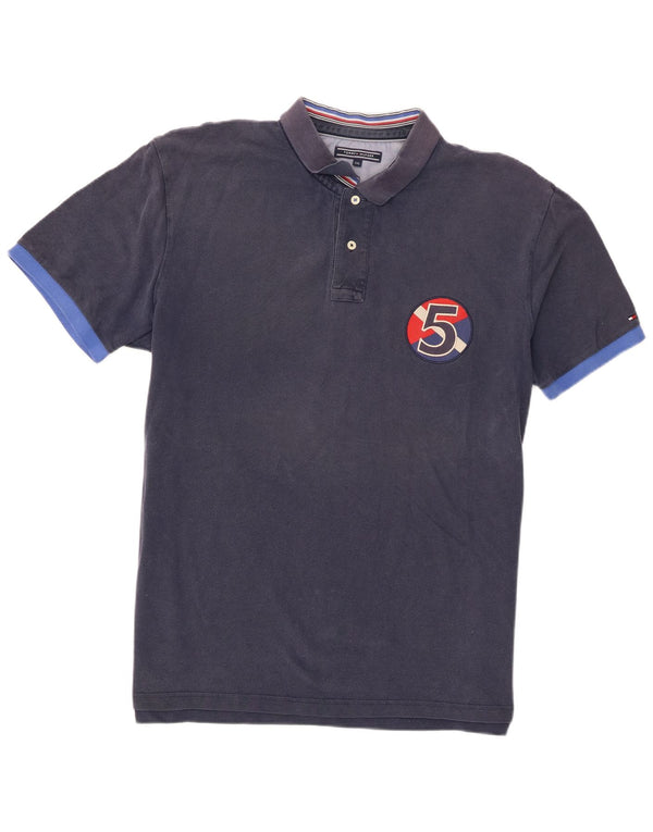 Tommy Hilfiger Mens Graphic Polo Shirt 2XL Navy Blue Cotton