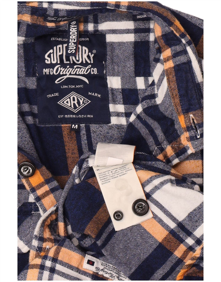 Superdry Herren-Flanellhemd, mittelblau, kariert, Baumwolle