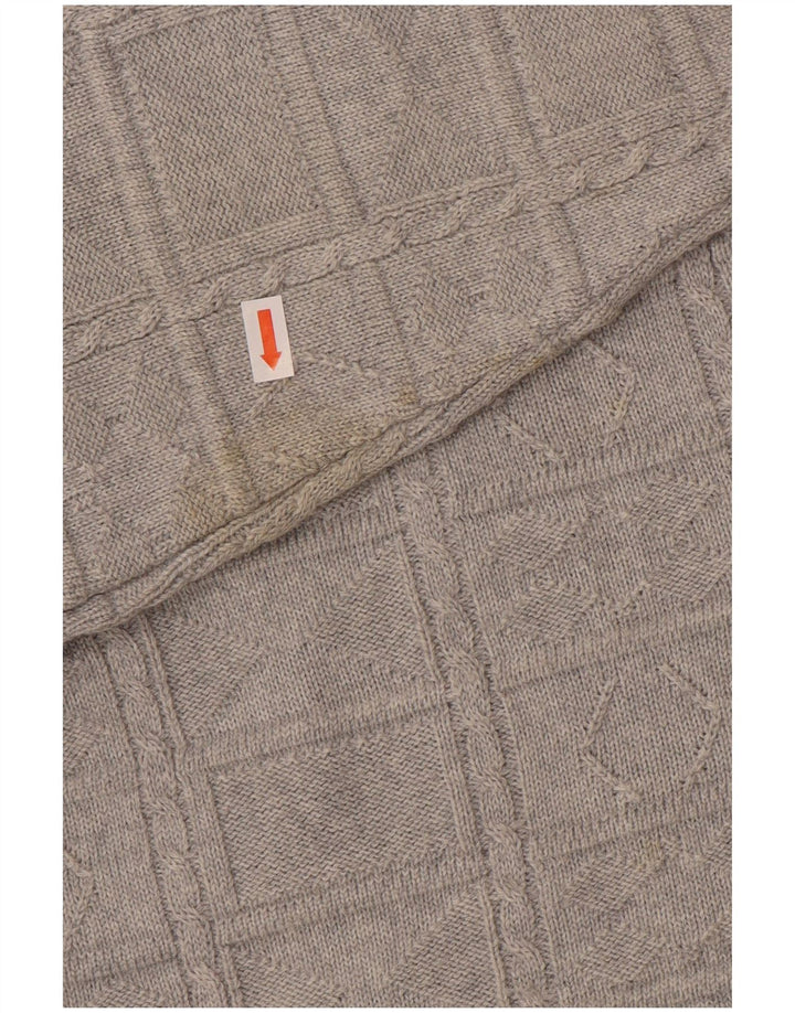 Vintage Herren Pullover mit V-Ausschnitt IT 50 Mittelgraues Polyacryl