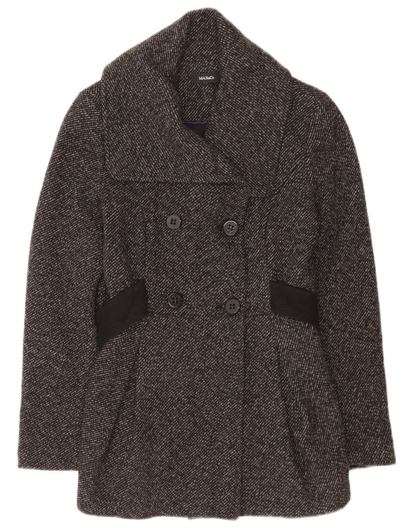 Max & Co. Zweireihiger Damenmantel UK 8 Small Grau gesprenkelte Wolle