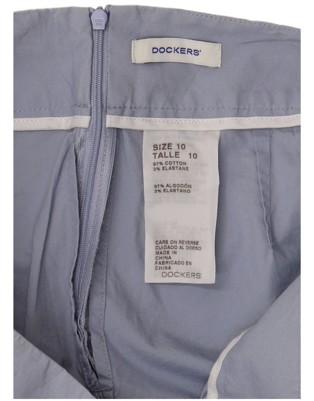 DOCKERS Damen Minirock US 10 Large W32 Blaue Baumwolle
