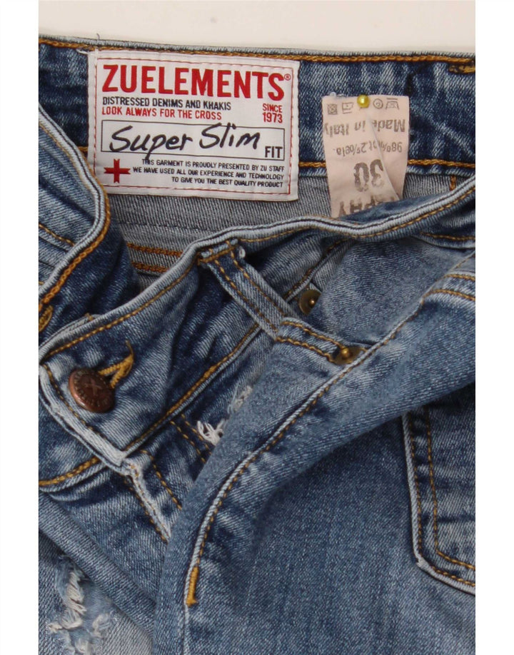 Zu Elements Damen Distressed Super Slim Jeans W30 L28 Blaue Baumwolle