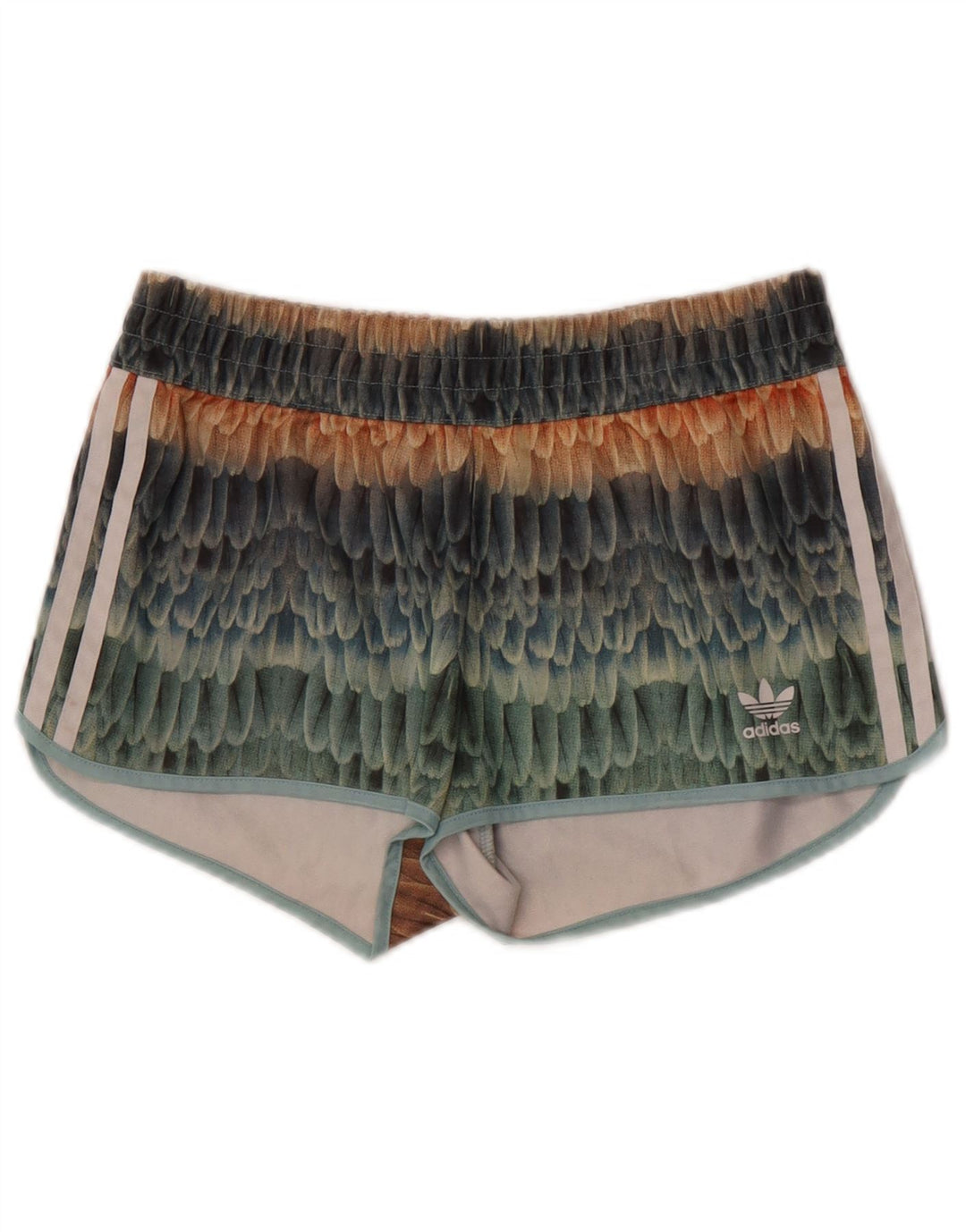 Adidas Damen-Sportshorts mit abstraktem Muster, UK 8, klein, mehrfarbig