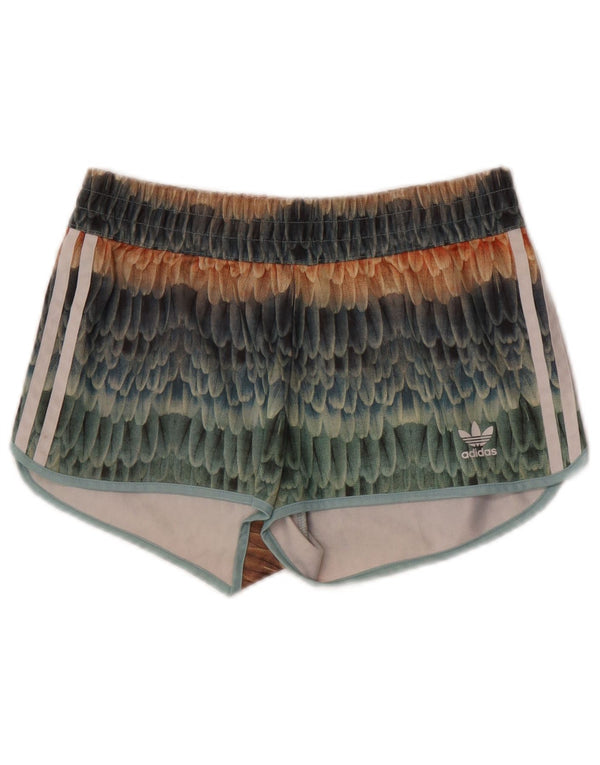 Adidas Damen-Sportshorts mit abstraktem Muster, UK 8, klein, mehrfarbig