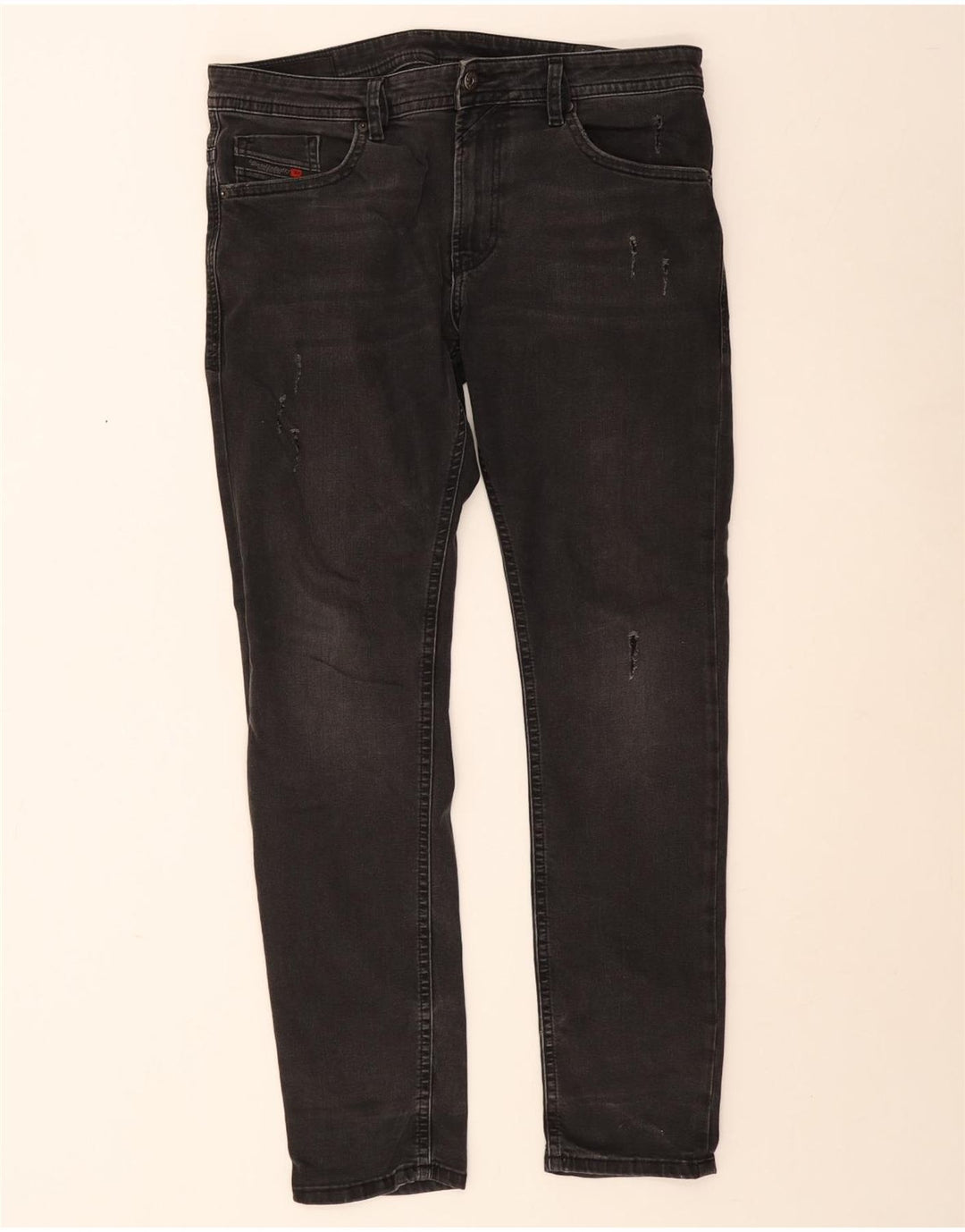 Diesel Herren Distressed Slim Jeans W34 L30 Graue Baumwolle