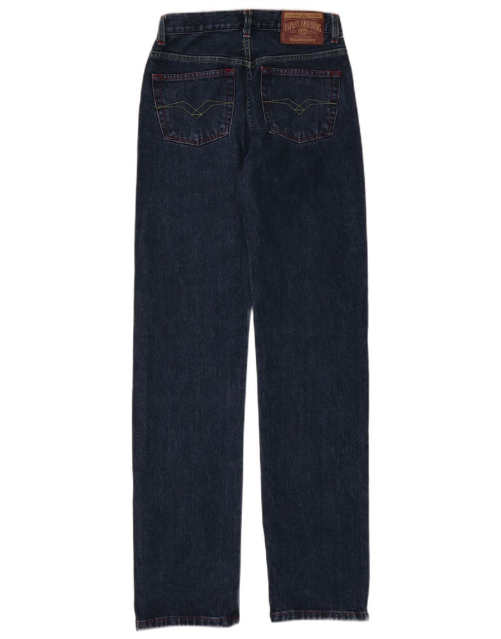 Replay Damen Straight Jeans W25 L32 Blaue Baumwolle