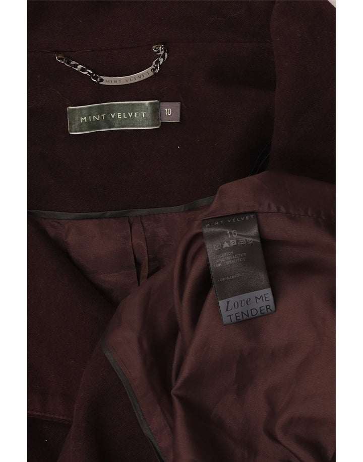 MINT VELVET Damen Pea Coat UK 10 Small Braune Baumwolle